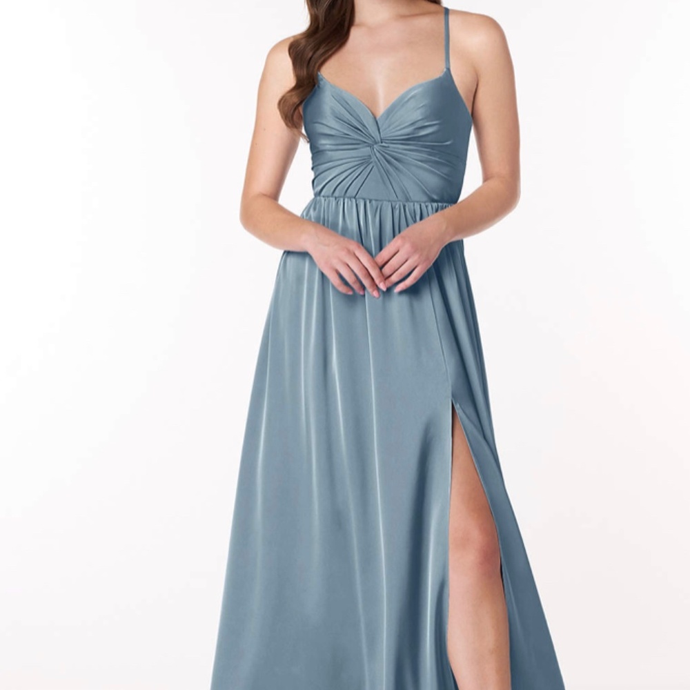 Azazie Stretch Satin Bridesmaid Dress dusty blue